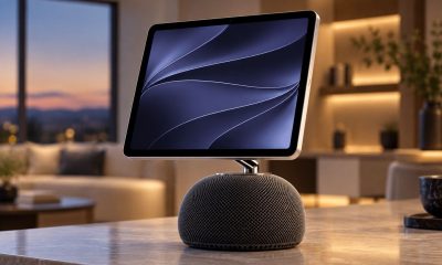 HomePad 智能家居中枢桌面版渲染图 圆形底座配金属支臂