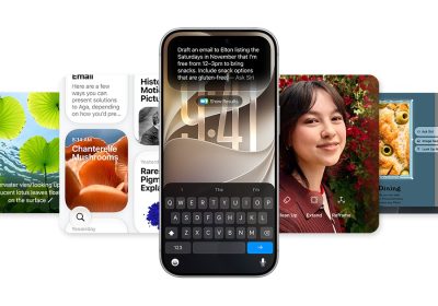 苹果官方 Apple Intelligence 宣传图：iPhone 展示 Siri 与照片编辑功能界面