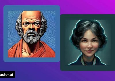 Character.AI 平台品牌图：两个由平台生成的 AI 角色头像