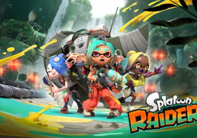 Splatoon Raiders 主视觉图：Deep Cut 三人与机械师在群岛登场