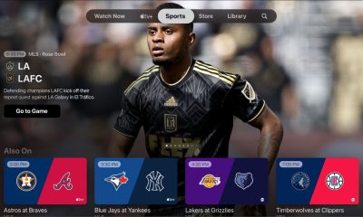 Apple TV 应用体育标签页界面截图