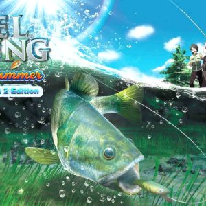 《Reel Fishing: Days of Summer》Nintendo Switch 2 Edition 官方主视觉，三人在水面持竿垂钓
