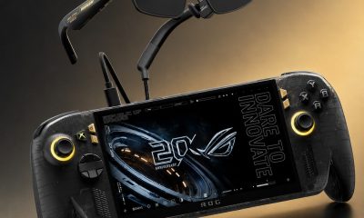 ROG Xbox Ally X20 黑透金机身与 AR 眼镜