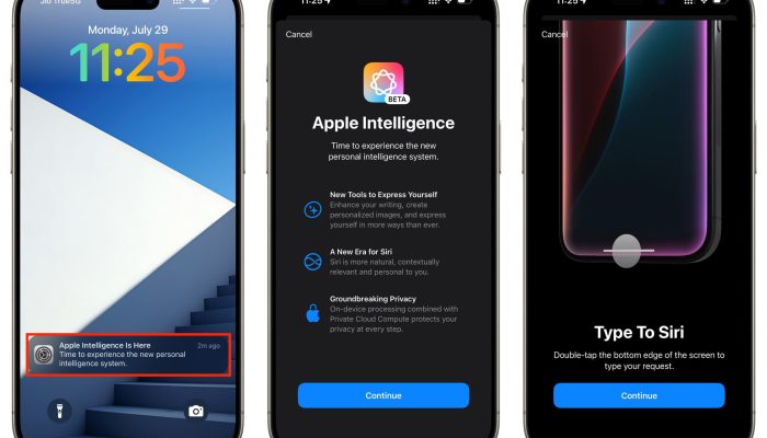 iPhone 上开启 Apple Intelligence 与 Type To Siri 的设置界面