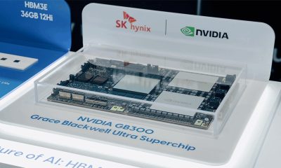 英伟达 GB300 Grace Blackwell 超级芯片与 SK hynix HBM3E 展台