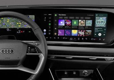 奥迪座舱内展示 Spotify 原生车载应用界面