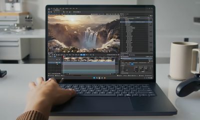 创作者在 Surface Laptop Ultra 上进行视频剪辑