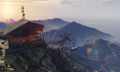 GTA V 开放世界场景截图（洛圣都山间缆车与远景）