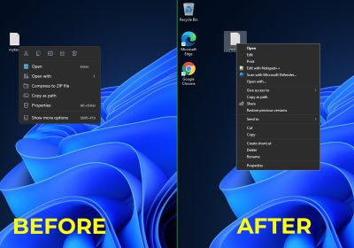 Windows 11 新旧右键菜单对比图