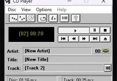 CDPLAYER.EXE 老程序播放界面，显示曲目与计时信息