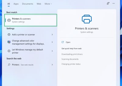 Windows 11 设置中的打印机和扫描仪页面