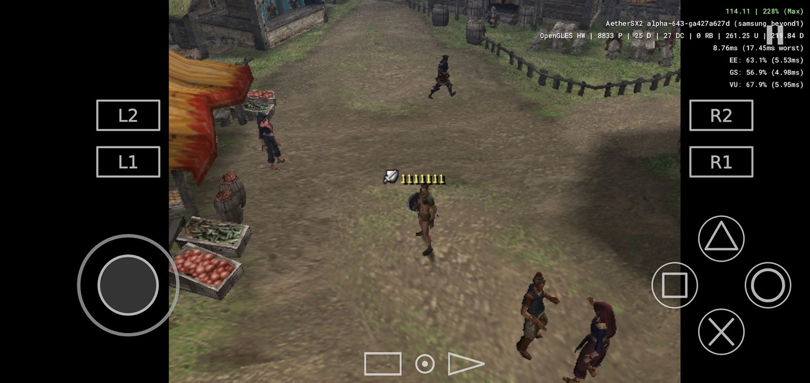 PCSX2 运行 PS2 游戏时的实机画面与触控层