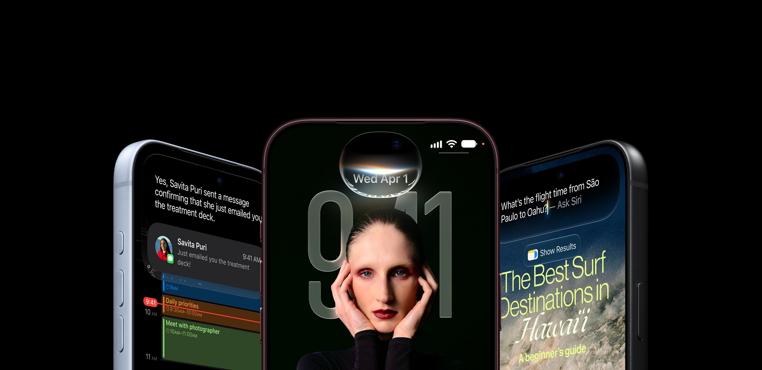 苹果 iPhone 18 Pro 正面屏幕运行 Siri 端侧 AI 界面的官方产品图(文中 270 亿参数实测机型)