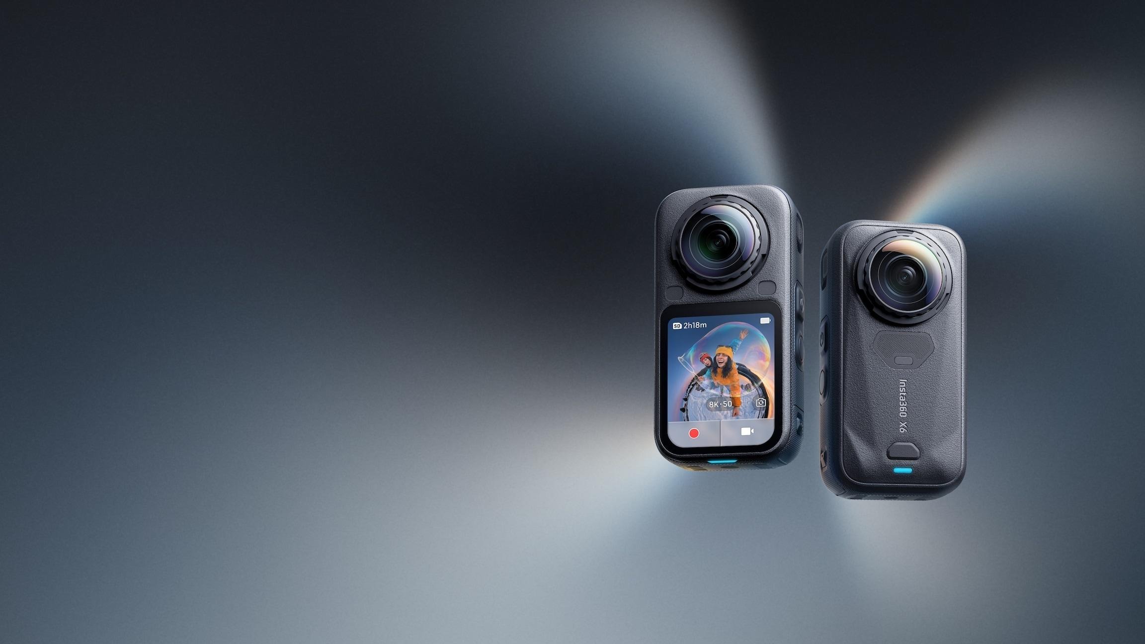 影石 Insta360 X6 全景相机官方产品图:正面屏幕与背面机身