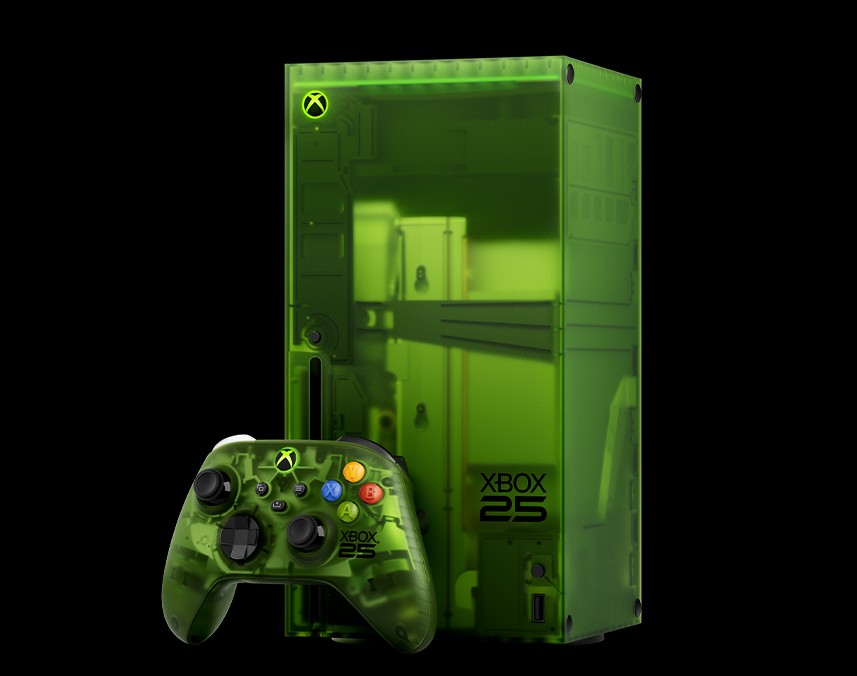 Xbox 25 周年纪念版主机与手柄