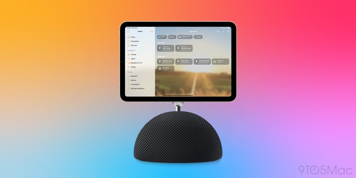 HomePad 屏幕上的 HomeKit 智能家居控制界面