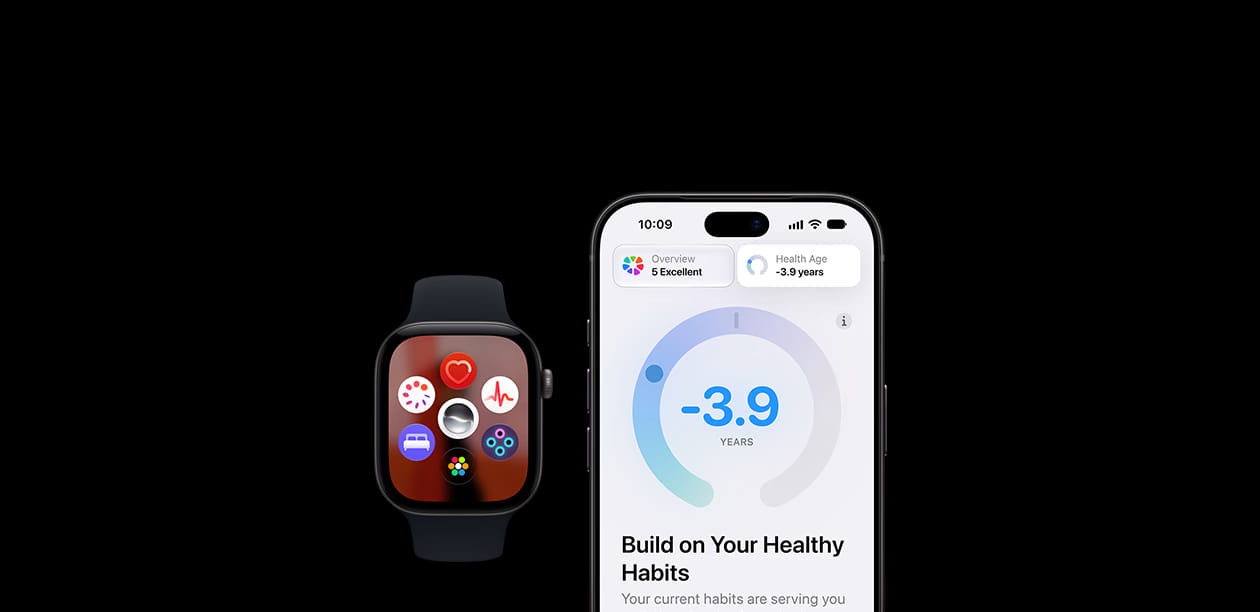 Apple Watch 与 iPhone 健康应用显示健康数据