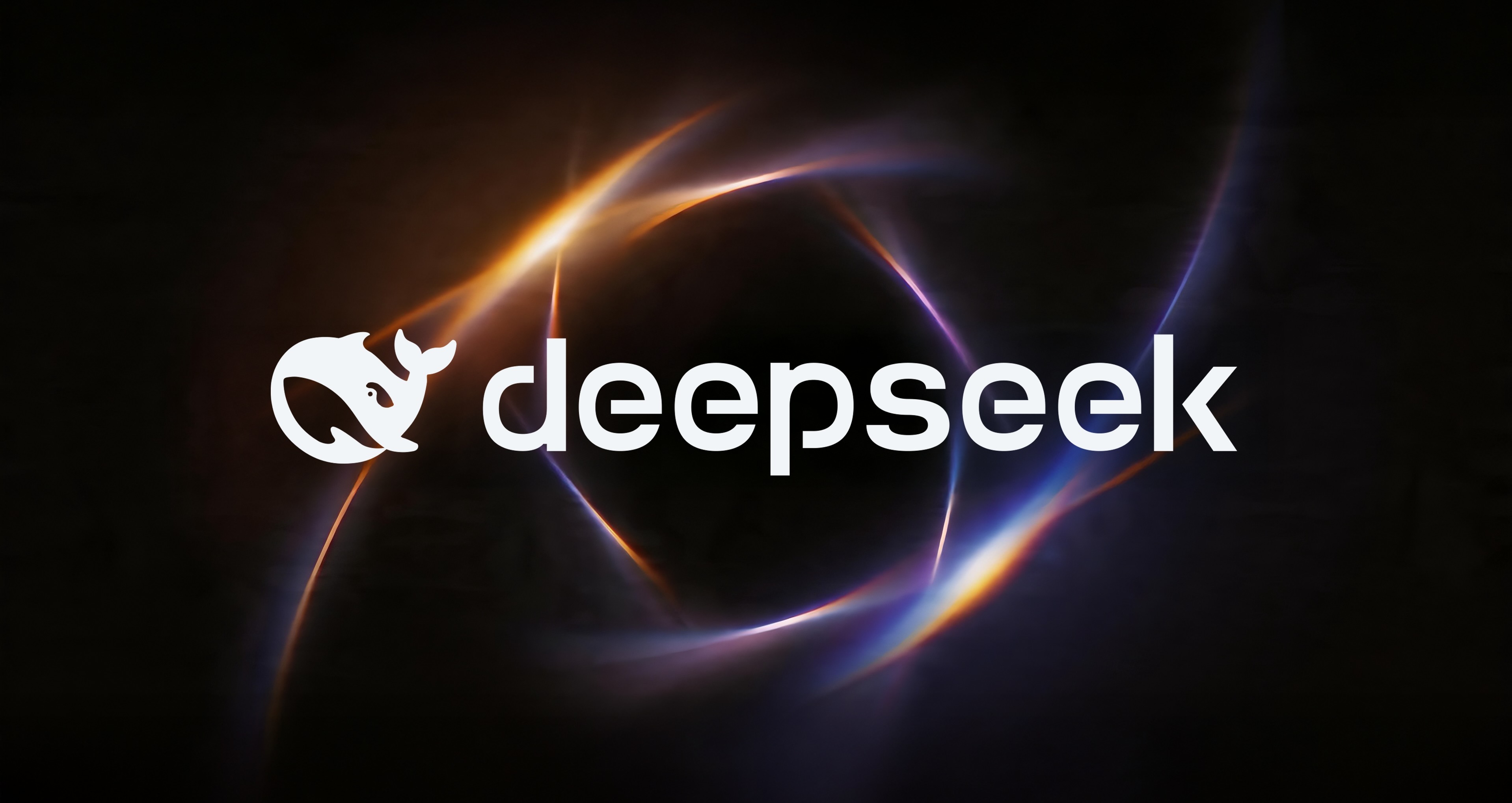 DeepSeek 官方鲸鱼标识品牌图,深色科技背景