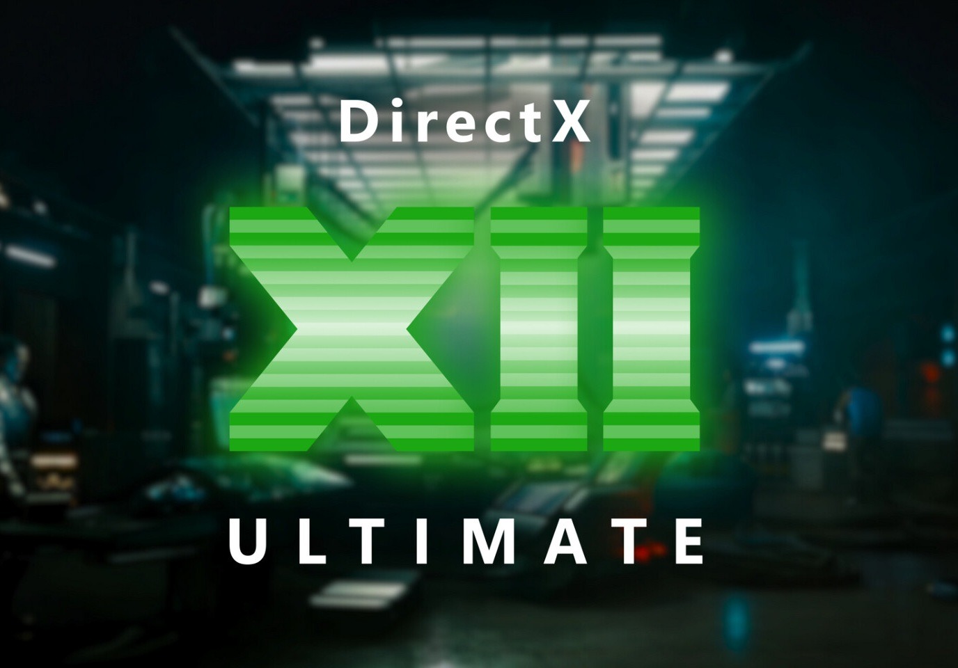 DirectX 12 Ultimate 标志叠加实时光线追踪游戏场景