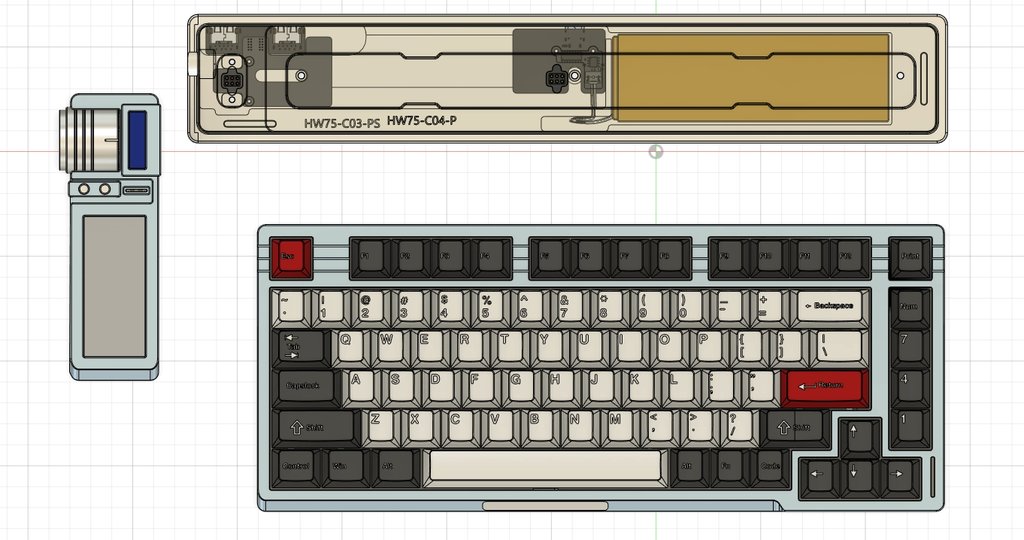 瀚文键盘主 PCB 渲染图与平面布局设计稿