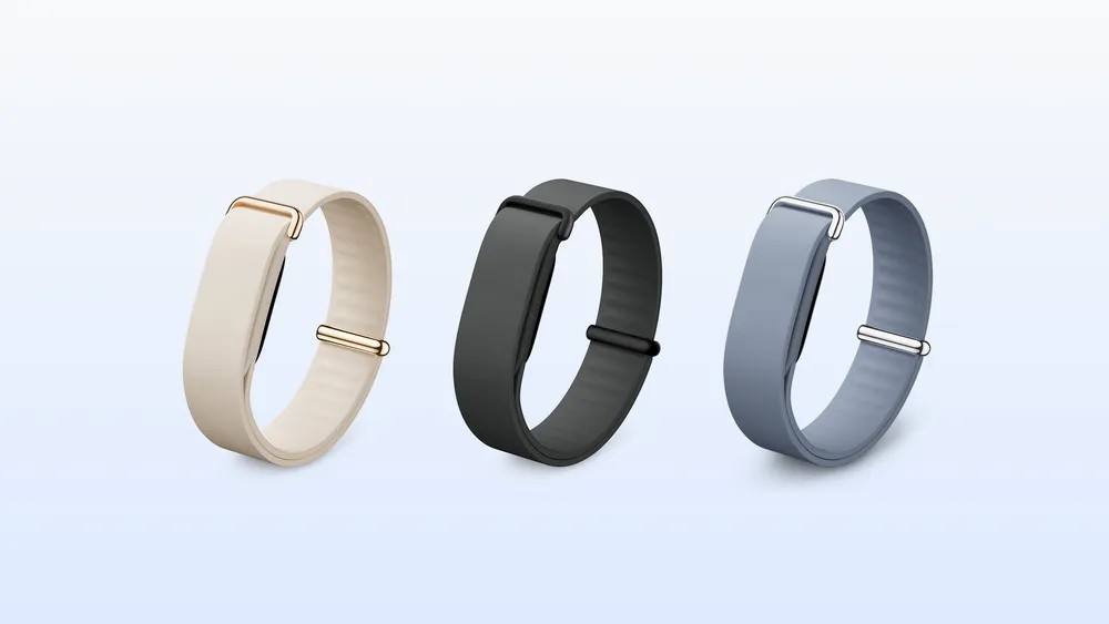 谷歌 Fitbit Air Elevated Modern 表带与鹅卵石传感器模块官方渲染图