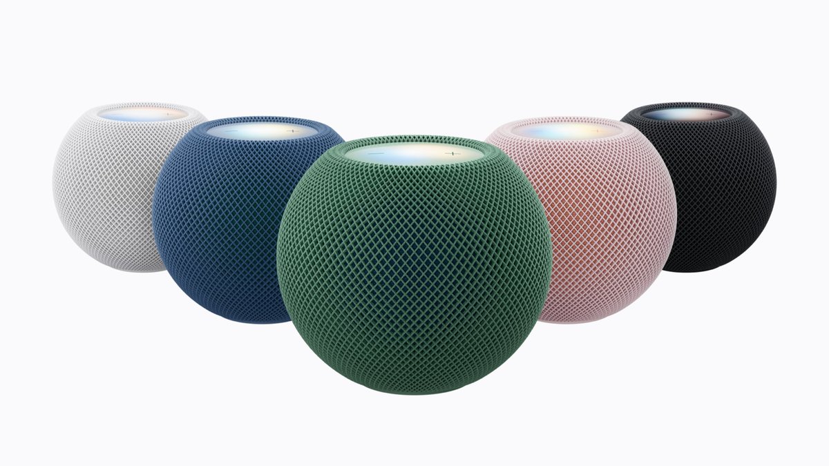 五款配色的 HomePod mini 2 官方产品图