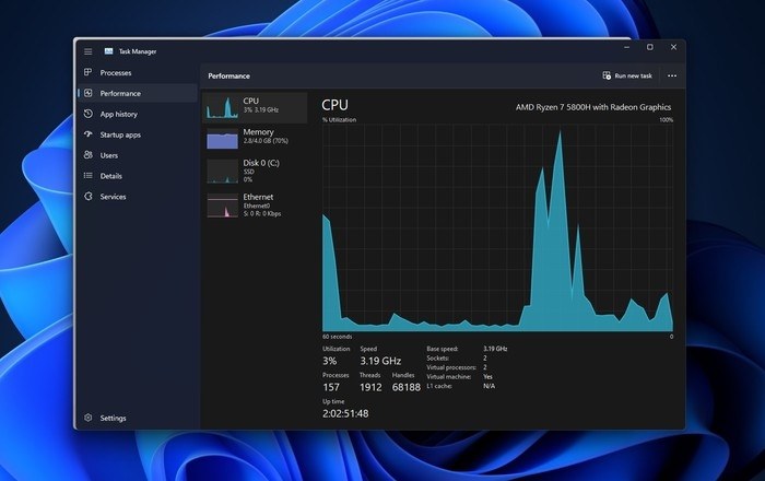 Windows 任务管理器性能监控界面