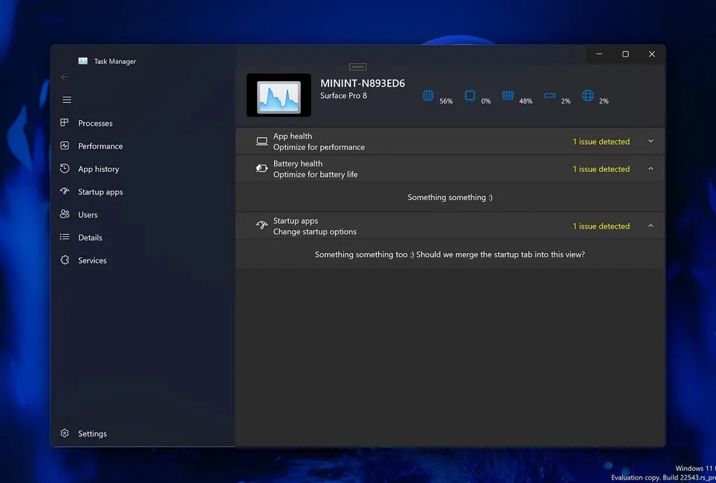 Windows 11 任务管理器启动应用界面