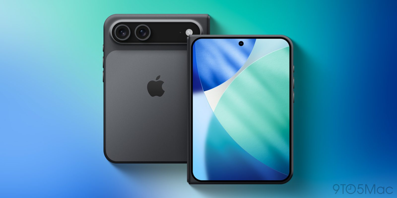 折叠屏iPhone渲染图展示背面与正面形态