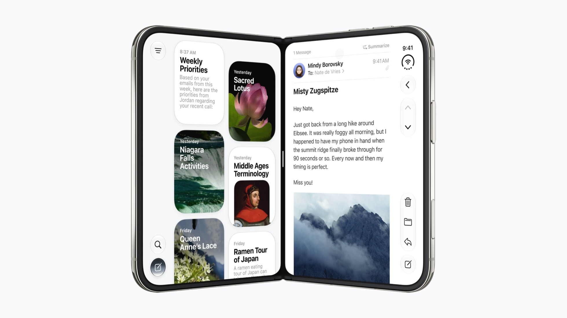 iPhone Duo 展开后双栏分屏界面