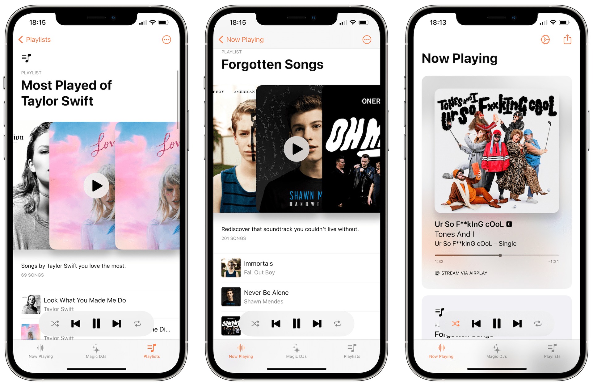 Apple Music 手机端界面三屏展示