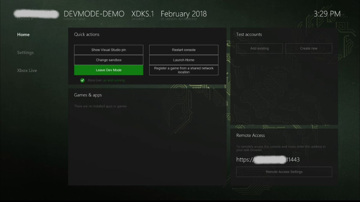Xbox 开发者模式下的 Dev Home 开发者主界面