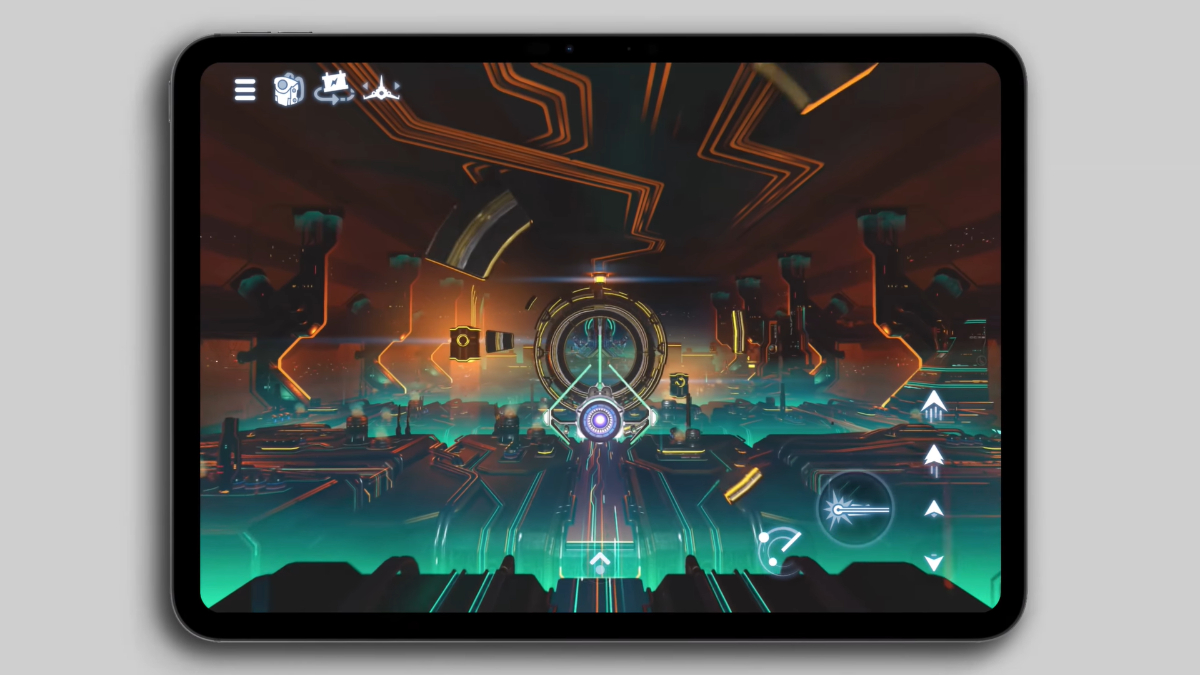 iPad 实机运行《无人深空》:异星空间站场景