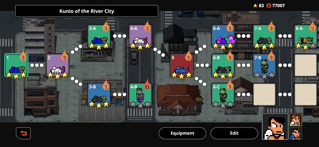 River City Survivors 关卡分支地图与星级评价