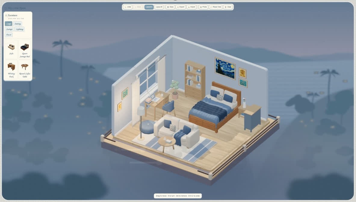 Step 5 Preview 官方案例 Room Planner:从卧室照片生成的可交互 3D 空间