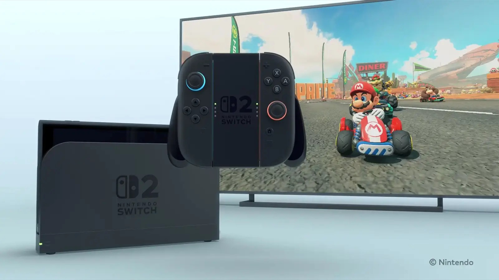 Switch 2 运行马力欧赛车世界的官方画面,TV 模式演示