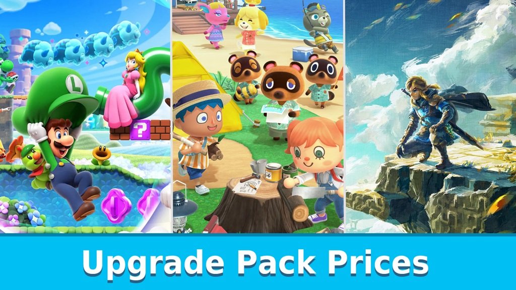 Upgrade Pack Prices 三联图:马力欧惊奇、动物森友会与王国之泪