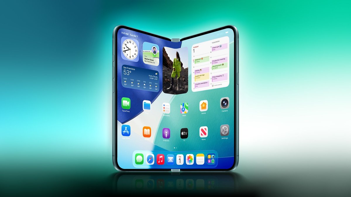 折叠 iPhone 完全展开的双屏画面