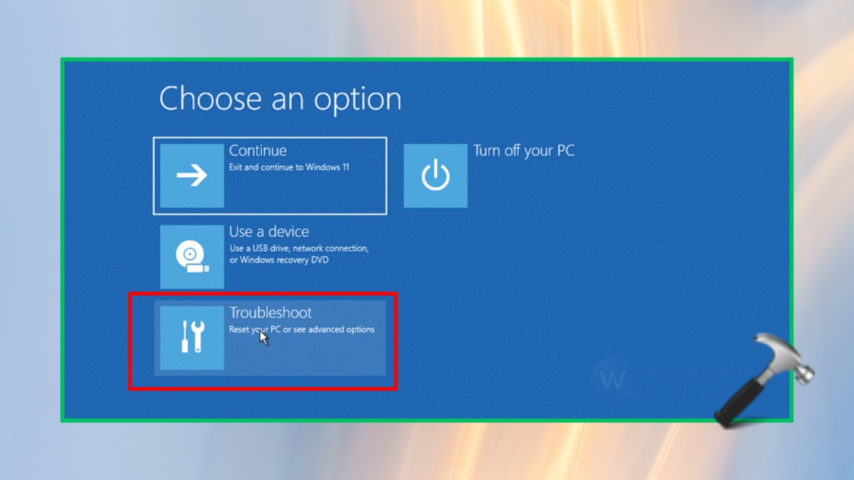 Windows 恢复环境的疑难解答菜单,云重建入口所在的选择界面