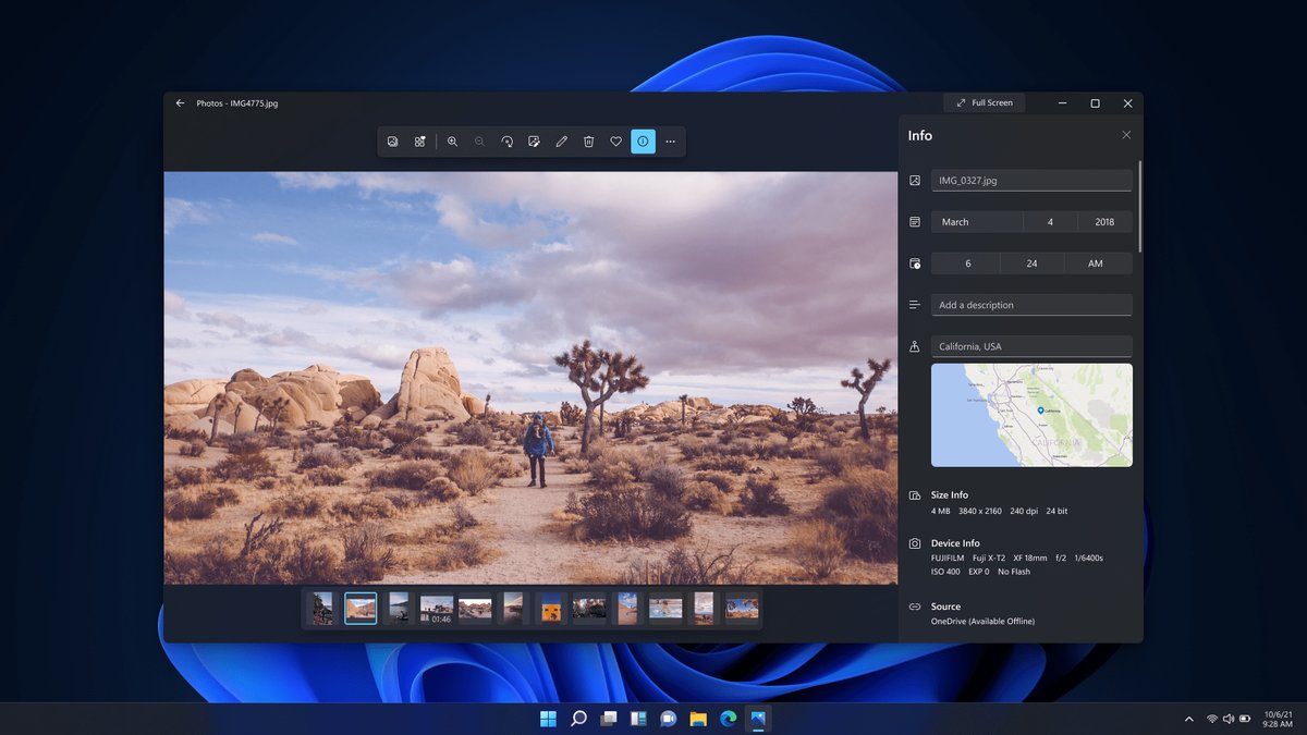 Win11 照片应用编辑器与直方图