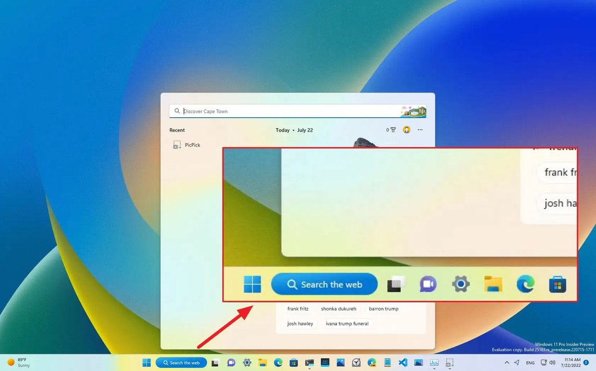 Win11 任务栏搜索框界面