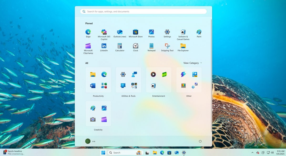 Win11 开始菜单新版布局