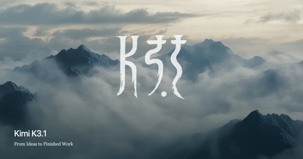 Kimi K3.1 官方发布视觉,云雾山峦间呈现 K3.1 字样
