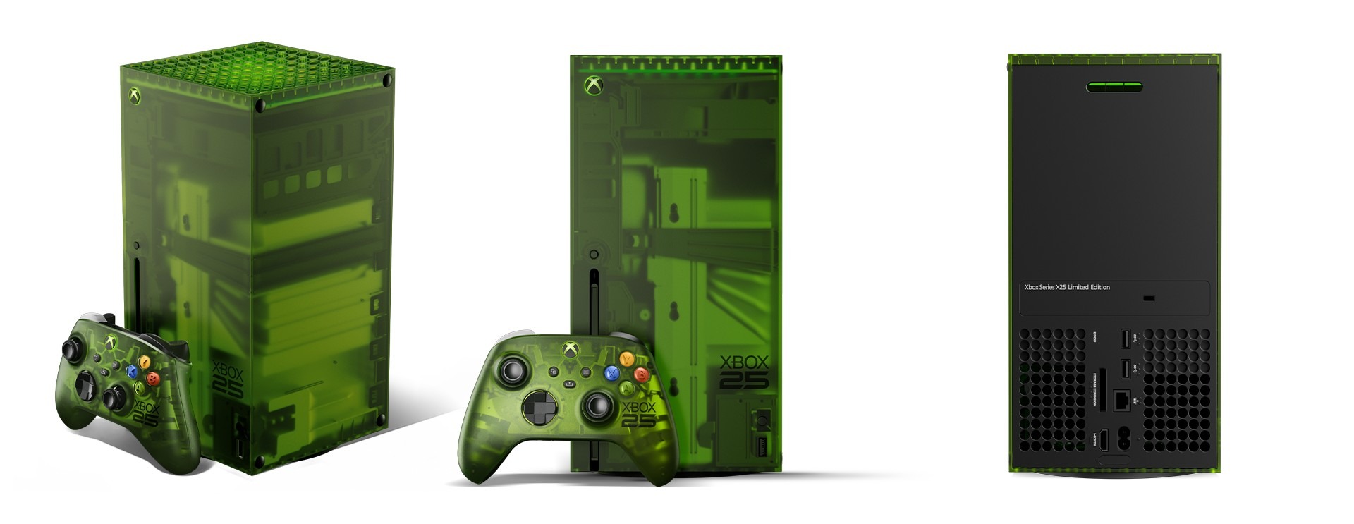 Xbox 25周年纪念版Series X主机三视图